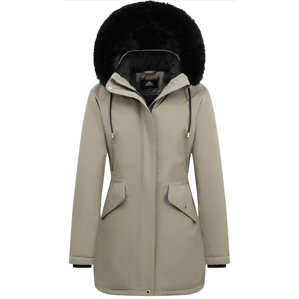 MOERDENG Women's Long Winter Down Coat Fleece Line Parka Warm Puffer Jacket Med